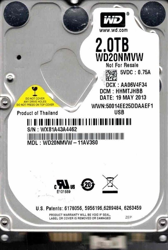 WD20NMVW-11AV3S0 DCM: HHMTJHBB WX81A MAY 2013 Western Digital 2TB