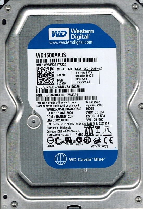 Western Digital WD1600AAJS-75M0A0 160GB DCM: HANNHT2CH