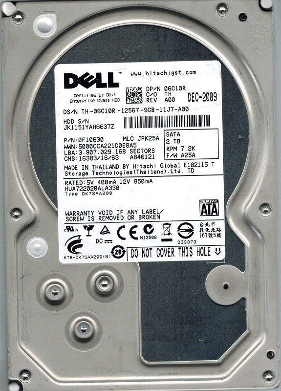 Hitachi HUA722020ALA330 P/N: 0F10630 MLC: JPK25A 2TB