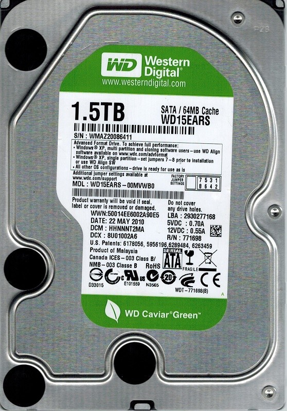 Western Digital WD15EARS-00MVWB0 1.5TB DCM: HHNNNT2MA