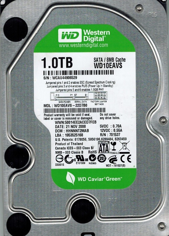 Western Digital WD10EAVS-22D7B0 1TB DCM: HHNNNT2MAB