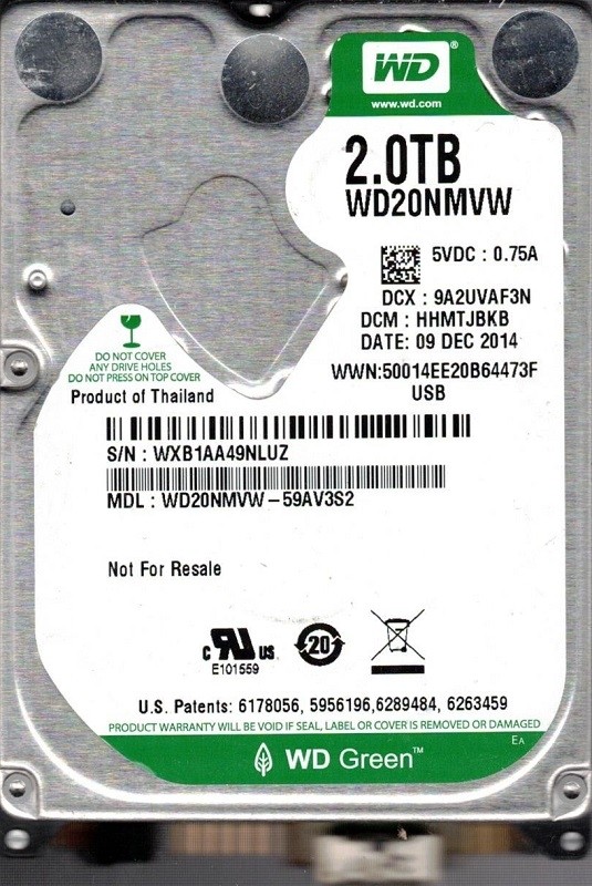 WD20NMVW-59AV3S2 DCM: HHMTJBKB WXB1A Western Digital 2TB