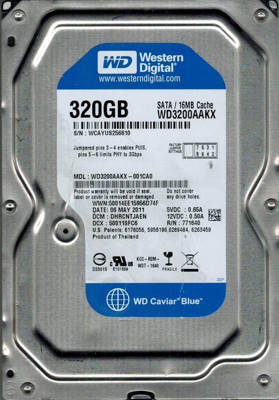 Western Digital WD3200AAKX-001CA0 320GB DCM: DHRCNTJAEN