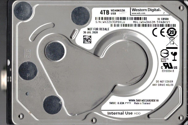 WD40NDZM-59A8KS1 WX22D Western Digital 4TB USB Hard Drive