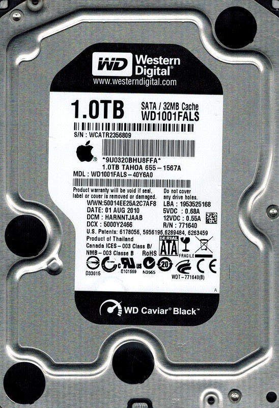 Western Digital WD1001FALS-40Y6A0 DCM: HARNNTJAAB 1TB 655-1567A 