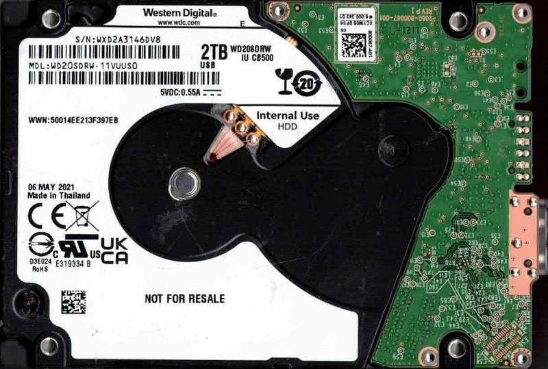 WD20SDRW-11VUUS0 WXD2A MAY 2021 Western Digital 2TB