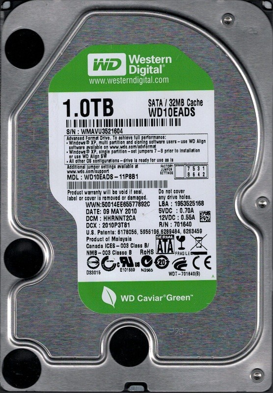 Western Digital WD10EADS-11P8B1 1TB DCM: HHRNNT2CA