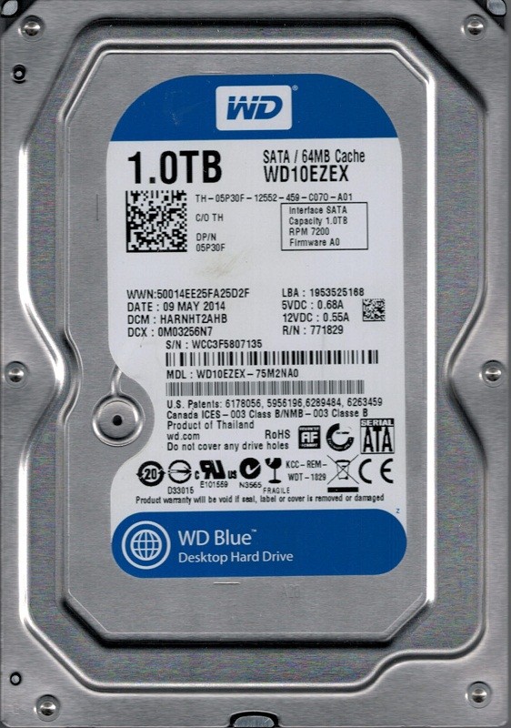 WD10EZEX-75M2NA0 Western Digital 1TB DCM: HARNHT2AHB