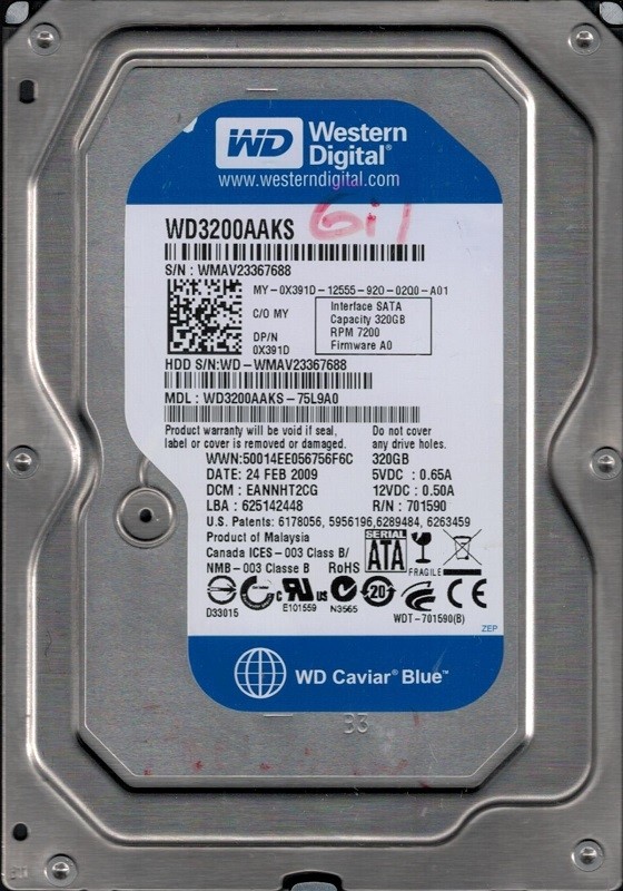 Western Digital WD3200AAKS-75L9A0 320GB DCM: EANNHT2CG