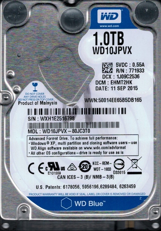 Western Digital WD10JPVX-80JC3T0 1TB DCM: EHMT2HK