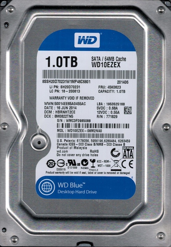 WD10EZEX-08M2NA0 DCM: HBRNHT2CE WMC3F Western Digital 1TB 