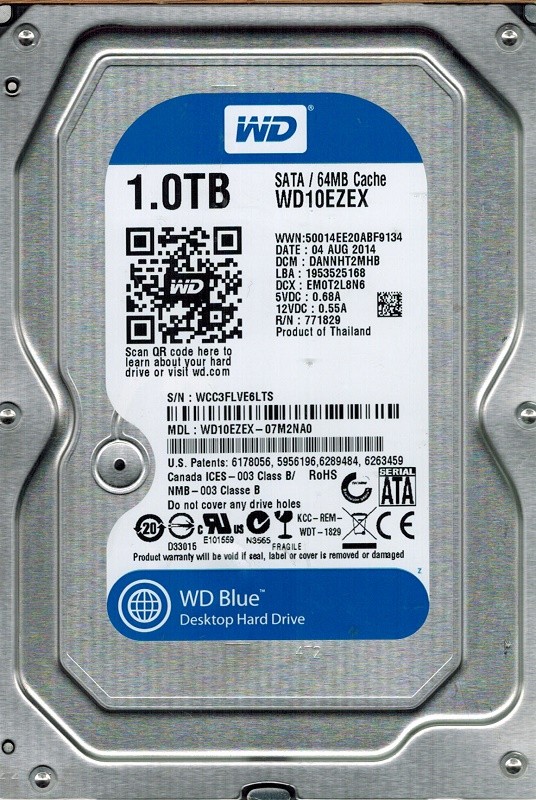 Western Digital WD10EZEX-07M2NA0 DCM: DANNHT2MHB 1TB
