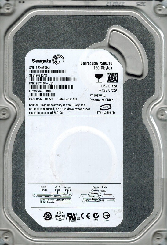 Seagate ST3120215AS P/N: 9CY11C-621 F/W: 3.CHF 120GB SU