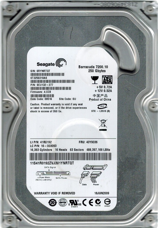 Seagate ST3250310AS P/N: 9EU132-277 F/W: 4.CCB 250GB SU