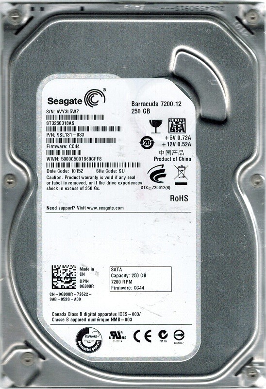Seagate ST3250318AS P/N: 9SL131-033 F/W: CC44 250GB SU