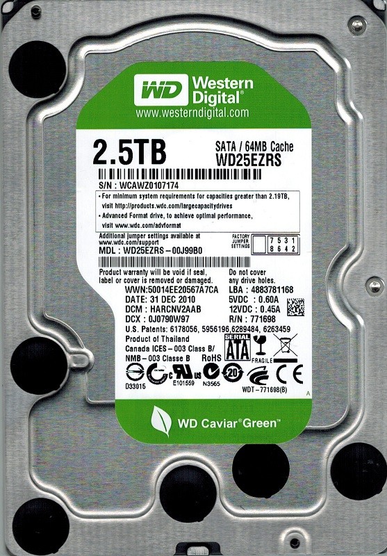 Western Digital WD25EZRS-00J99B0 2.5TB DCM: HARCNV2AAB