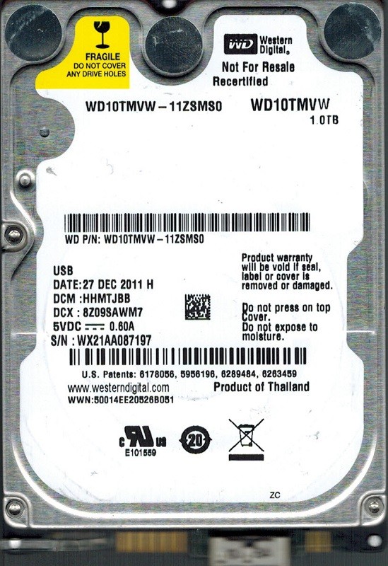 Western Digital WD10TMVW-11ZSMS0 USB 3.0 1TB DCM: HHMTJBB