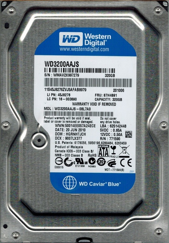 Western Digital WD3200AAJS-08L7A0 320GB DCM: HGRNHTJCH