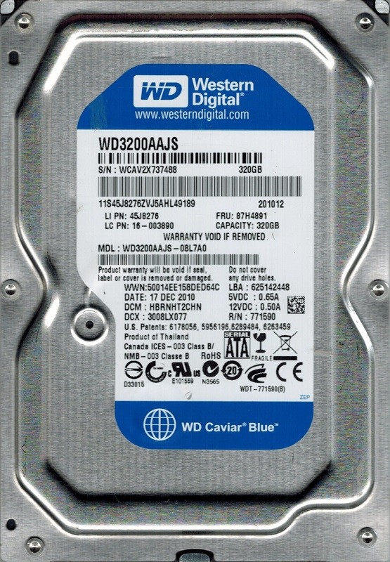 Western Digital WD3200AAJS-08L7A0 320GB DCM: HBRNHT2CHN