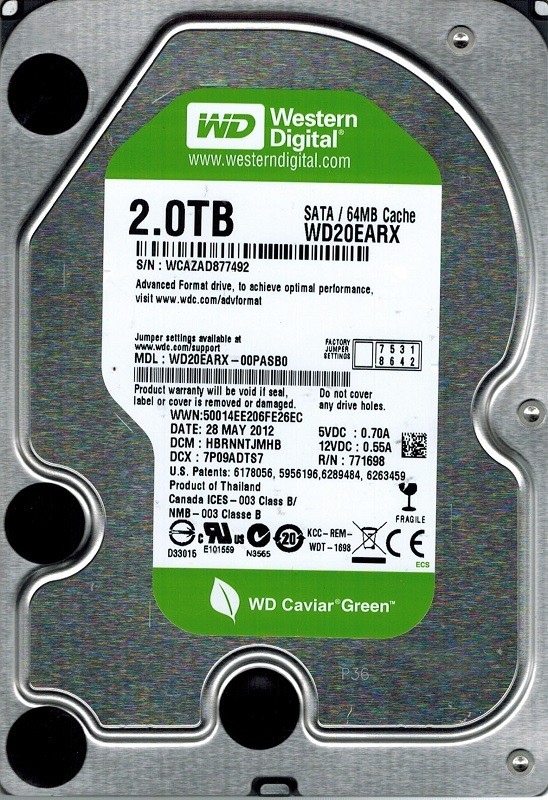 Western Digital WD20EARX-00PASB0 2TB DCM: HBRNNTJMHB