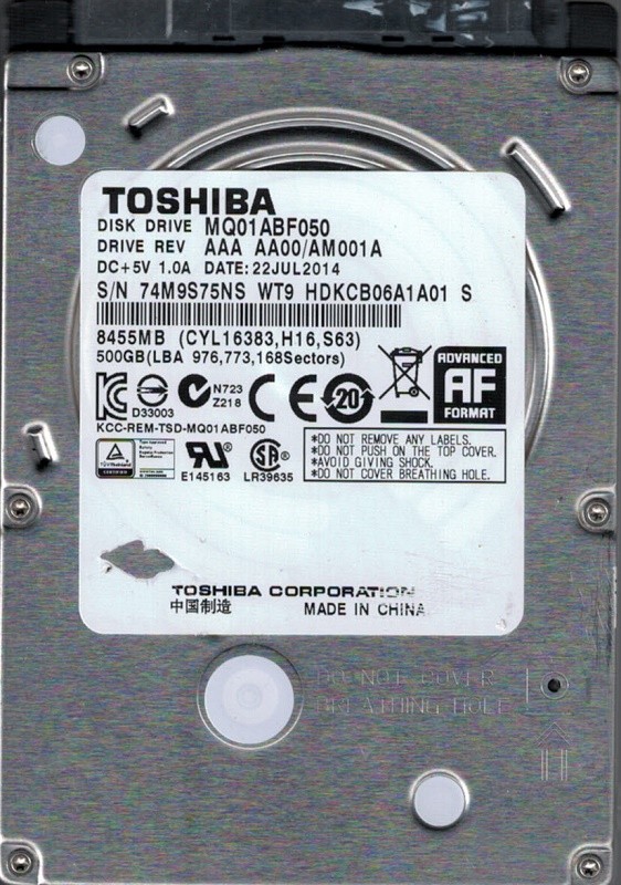 Toshiba MQ01ABF050 500GB AAA AA00/AM001A CHINA