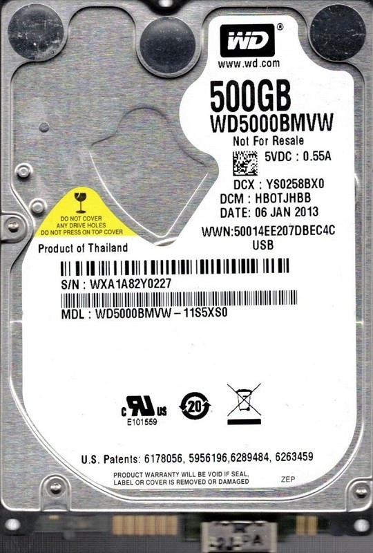 WD5000BMVW-11S5XS0 Western Digital DCM: HBOTJHBB 500GB USB 3.0