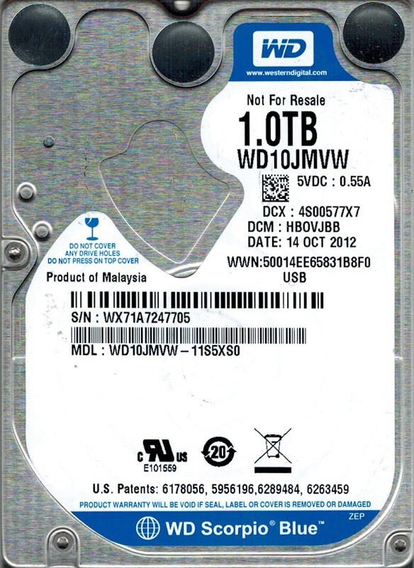 Western Digital WD10JMVW-11S5XS0 1TB DCM: HB0VJBB
