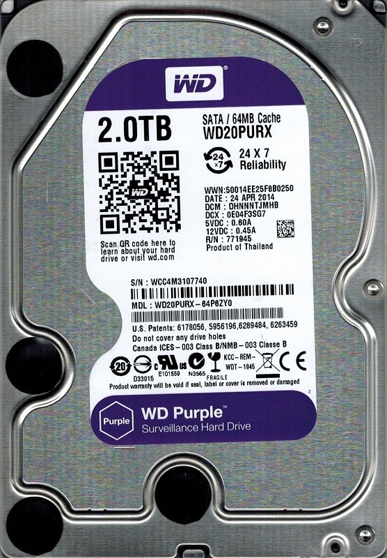 Western Digital WD20PURX-64P6ZY0 2TB DCM: DHNNNTJMHB