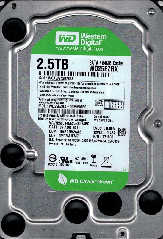 Western Digital WD25EZRX-00MMMB0 2.5TB DCM: HARCNV2AAB