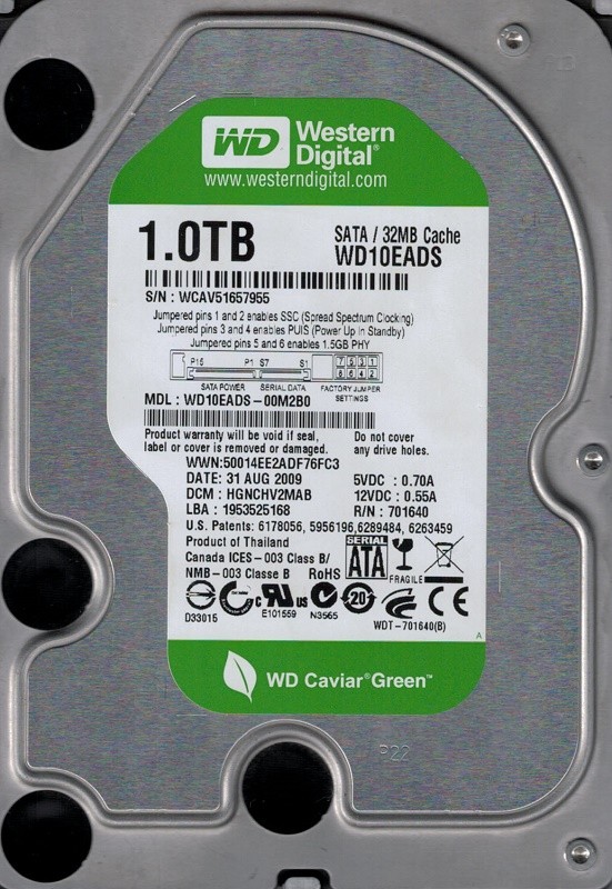 Western Digital WD10EADS-00M2B0 1TB DCM: HGNCHV2MAB