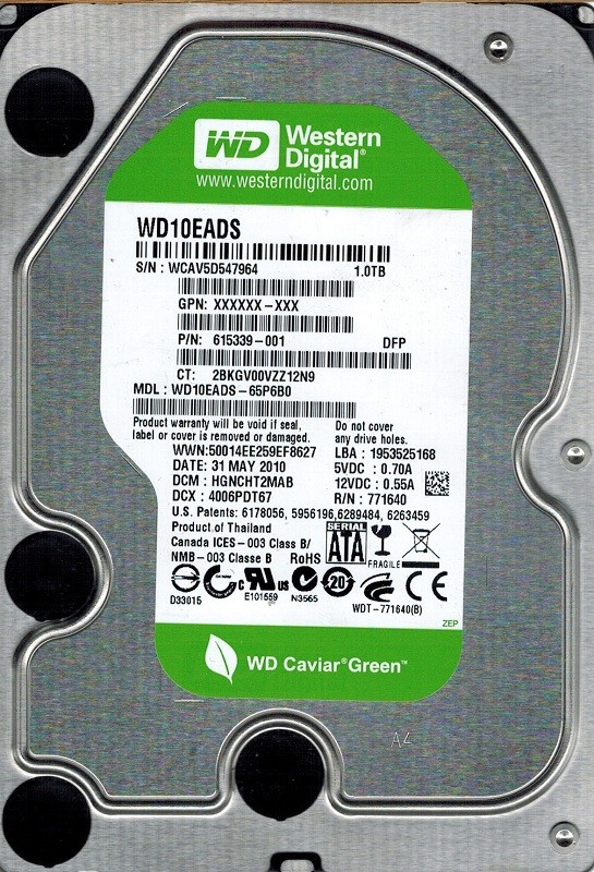 Western Digital WD10EADS-65P6B0 1TB DCM: HGNCHT2MAB