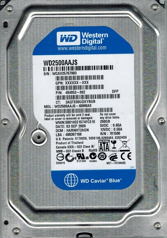 Western Digital WD2500AAJS-60M0A0 250GB DCM: HARNHT2AGN
