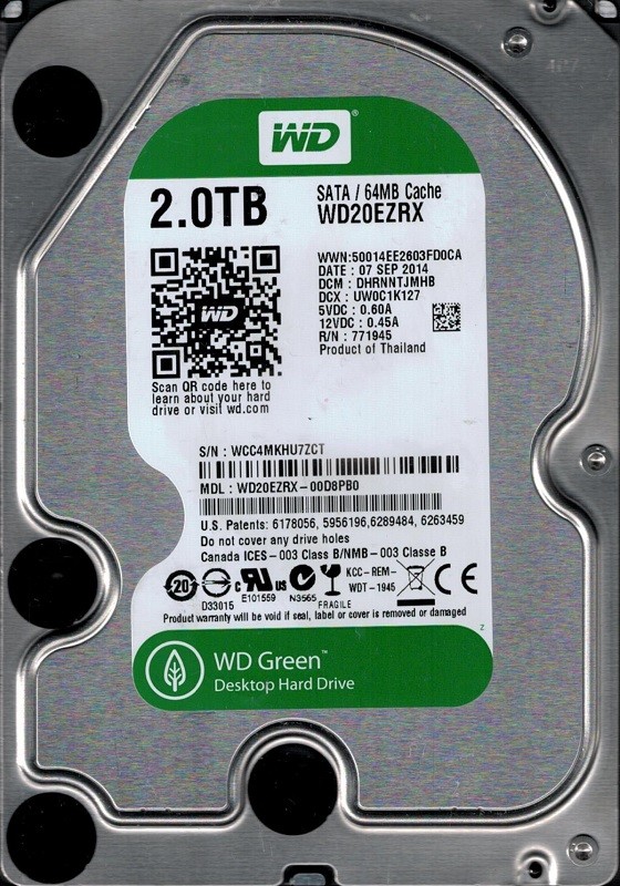 Western Digital WD20EZRX-00D8PB0 DCM: DHRNNTJMHB 2TB