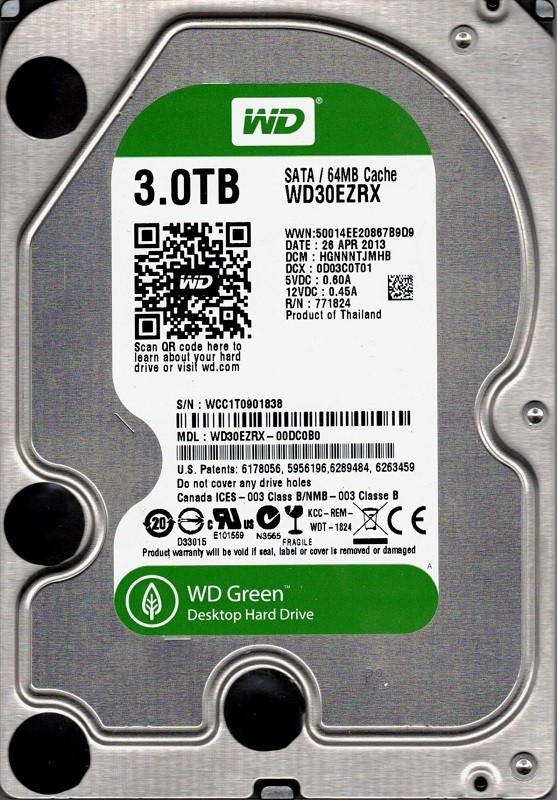 WD30EZRX-00DC0B0 DCM: HGNNNTJMHB WCC1T Western Digital 3TB
