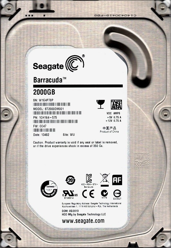 ST2000DM001 P/N: 1CH164-575 F/W: CC47 WU W1E Seagate 2TB