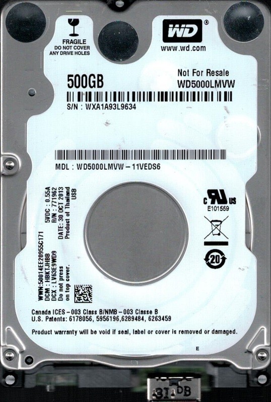 WD5000LMVW-11VEDS6 USB 3.0 DCM: HBKTJHBB WXA1A Western Digital 500GB
