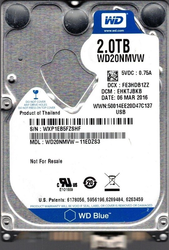 WD20NMVW-11EDZS3 DCM: EHKTJBKB WXP1E Western Digital 2TB