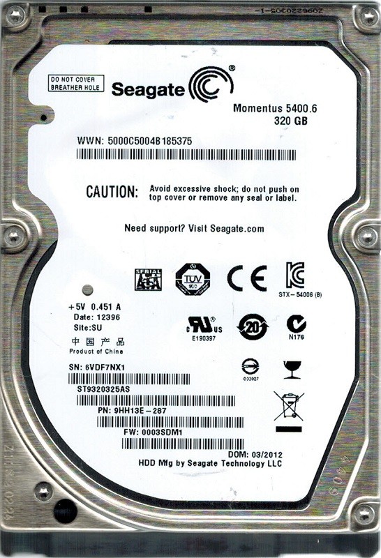 Seagate ST9320325AS F/W: 0003SDM1 P/N: 9HH13E-287 320GB SU