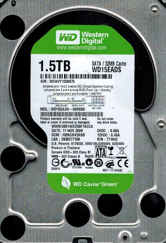 Western Digital WD15EADS-00R6B0 1.5TB DCM: HBRCHV2ABB