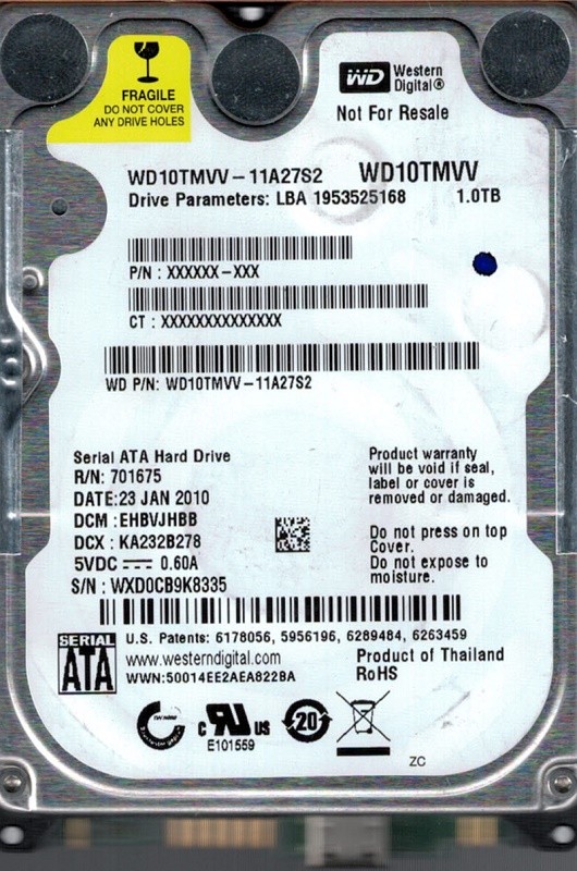 Western Digital WD10TMVV-11A27S2 USB 2.0 1TB DCM: EHBVJHBB