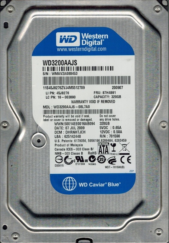 Western Digital WD3200AAJS-08L7A0 320GB DCM: DHRNHTJCH