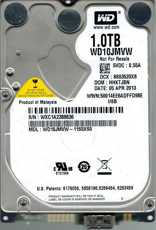 Western Digital WD10JMVW-11S5XS0 1TB DCM: HHKTJBN