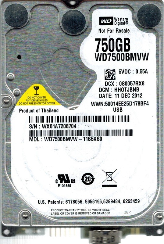 Western Digital WD7500BMVW-11S5XS0 DCM: HHOTJBNB USB 3.0 750GB