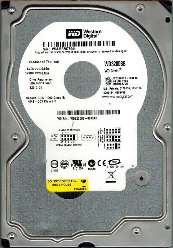 Western Digital WD3200BB-00KEA0 320GB DCM: DHBHCAJCH