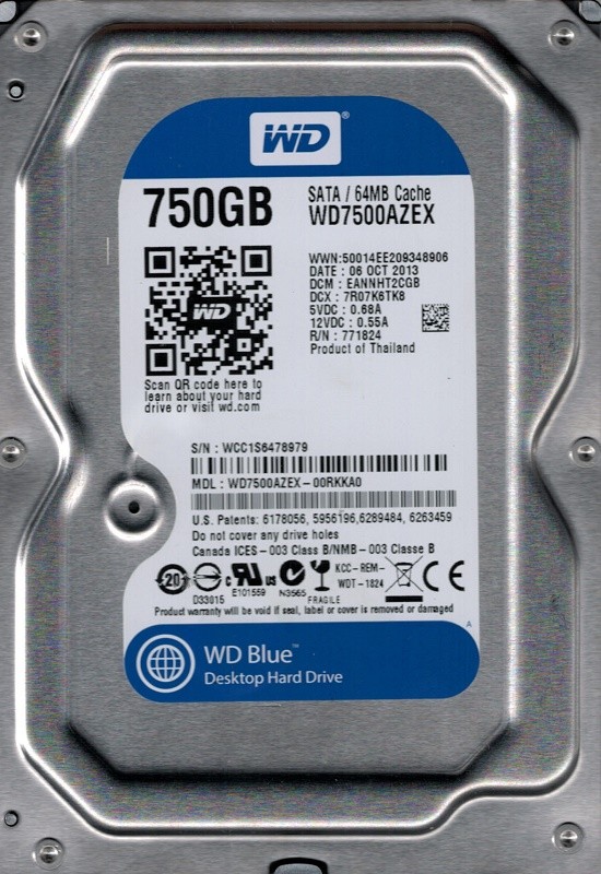 Western Digital WD7500AZEX-00RKKA0 750GB DCM: EANNHT2CGB