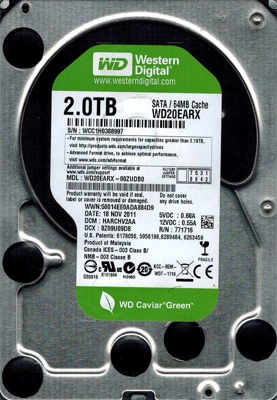 Western Digital WD20EARX-00ZUDB0 2TB DCM: HARCHV2AA