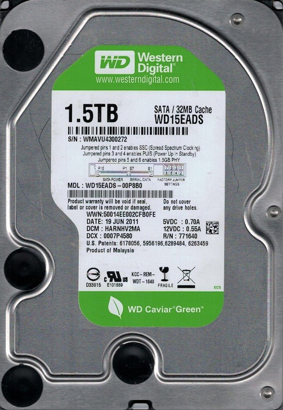 Western Digital WD15EADS-00P8B0 1.5TB DCM: HARNHV2MA