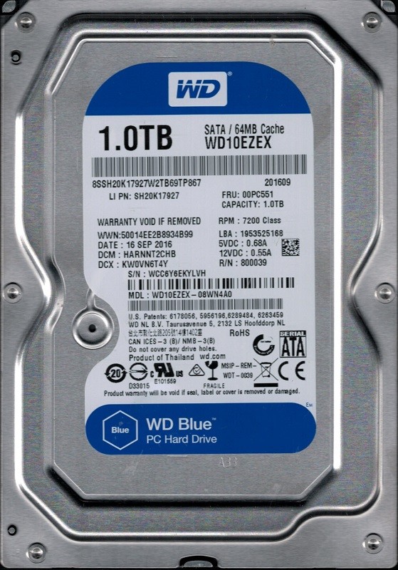 WD10EZEX-08WN4A0 DCM: HARNNT2CHB WCC6Y Western Digital 1TB