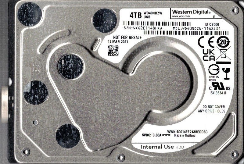 WD40NDZW-11A8JS1 USB 3.0 WXG2E Thailand 4TB Western Digital 2.5" Hard Drive
