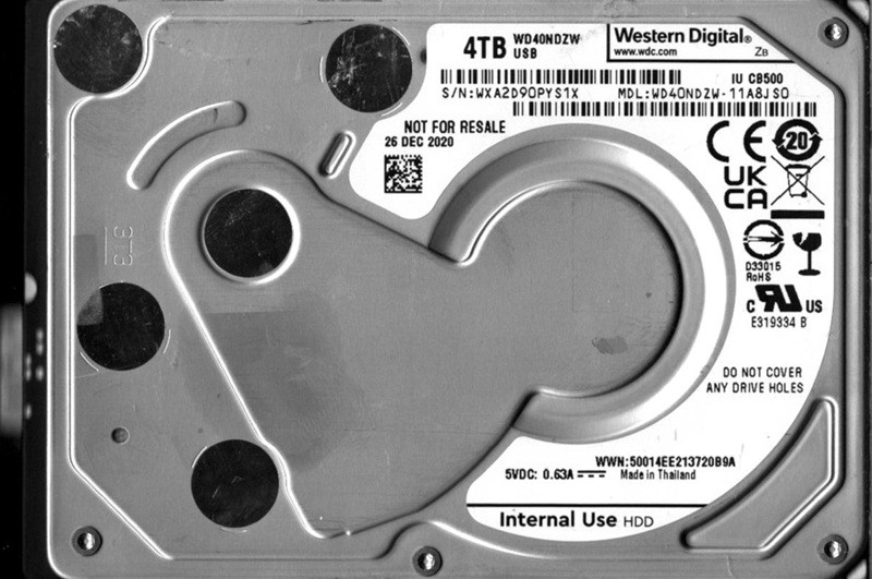 WD40NDZW-11A8JS0 USB 3.0 WXA2D DEC 2020 Thailand 4TB Western Digital